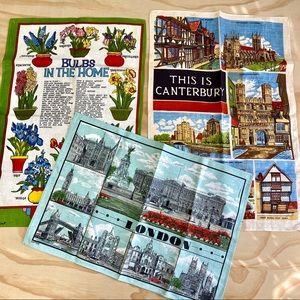 3 piece lot of vintage 50s-60s souvenir tea towels